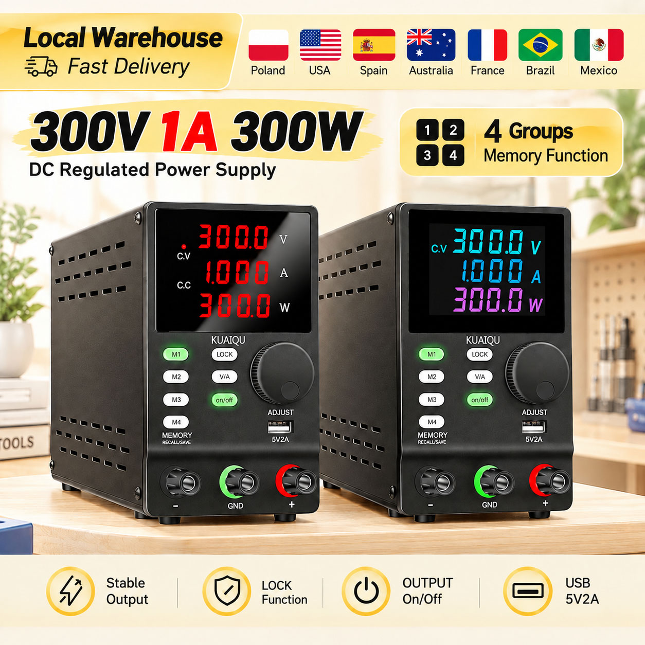 Switching Dc Power Supply 300V 1A - KUAIQU 300V 1A 300W Alimentation CC,